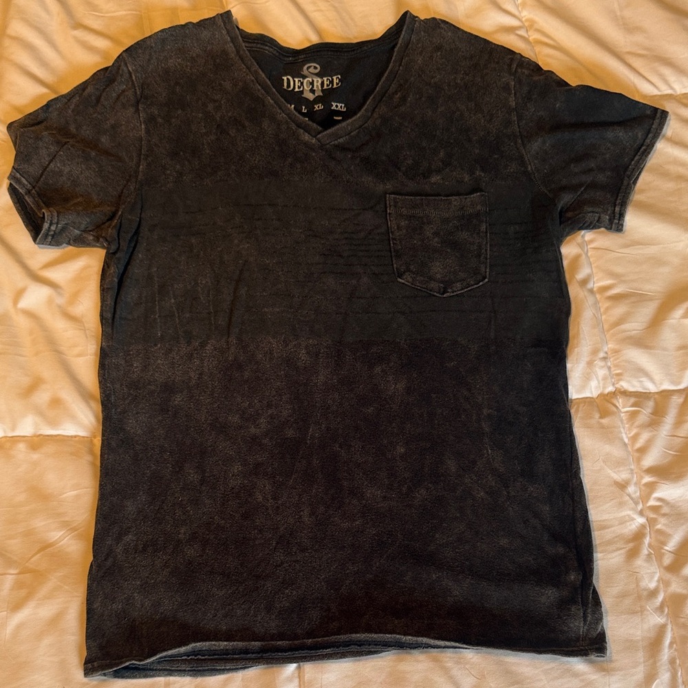 Decree Men's Washed Black V-Neck Pocket Tee